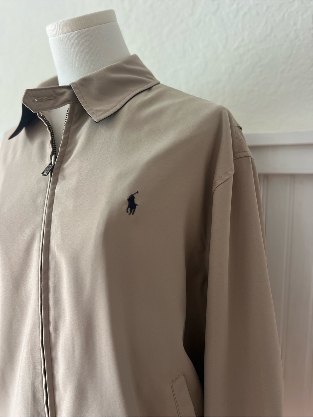 Vintage Polo Ralph Lauren Harrington Jacket Mens M Khaki Plaid Lined Pony Y2K - Picture 2 of 10